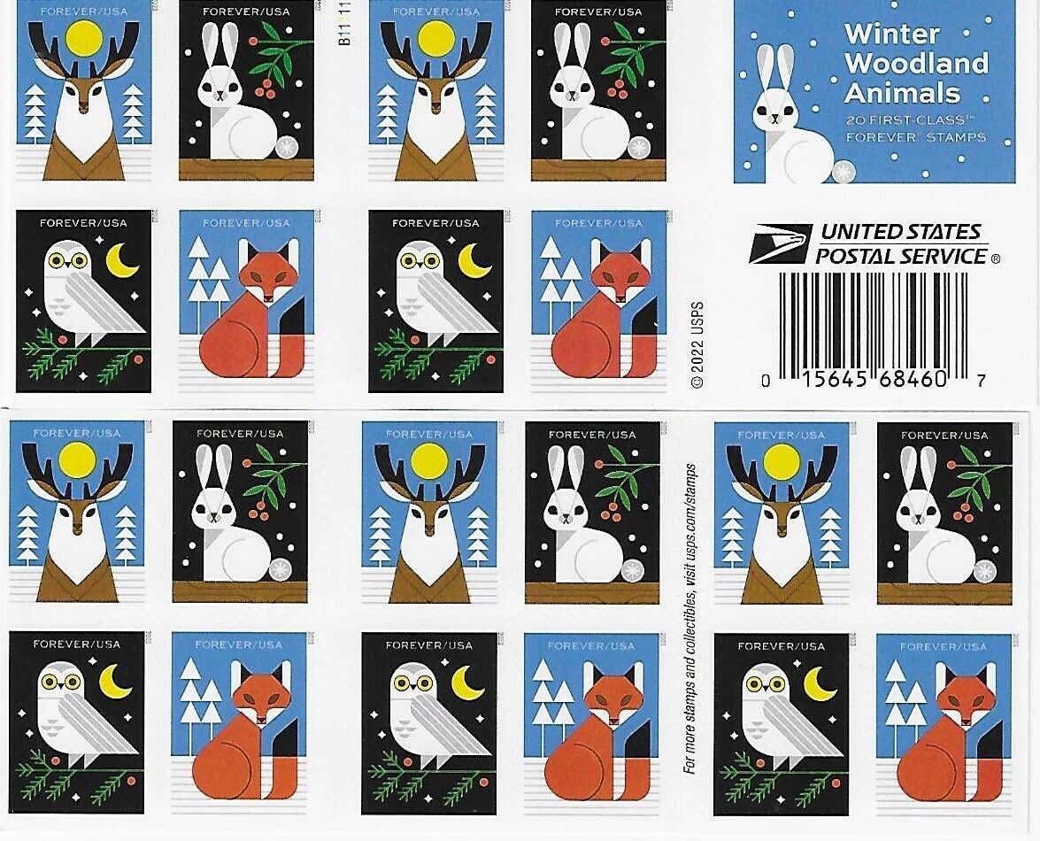 Winter Woodland Animals Forever First Class Postage Stamps - Stamps Co Online