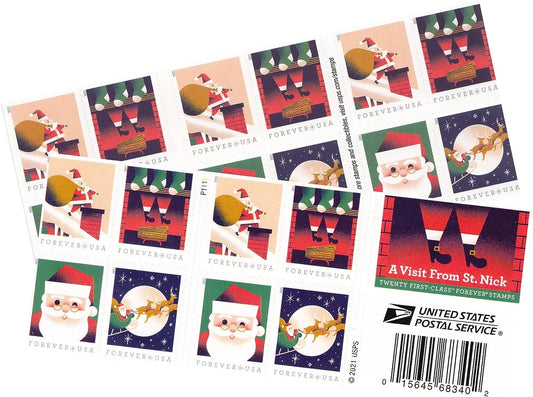 A Visit From St. Nick 2021 USPS Forever First Class Postage Stamps - Stamps Co Online
