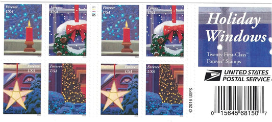 Holiday Windows Forever First Class Postage Stamps - Stamps Co Online
