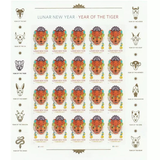 Year of the Tiger Stamps Celebrates Lunar New Year Forever First Class Postage Stamps - Stamps Co Online